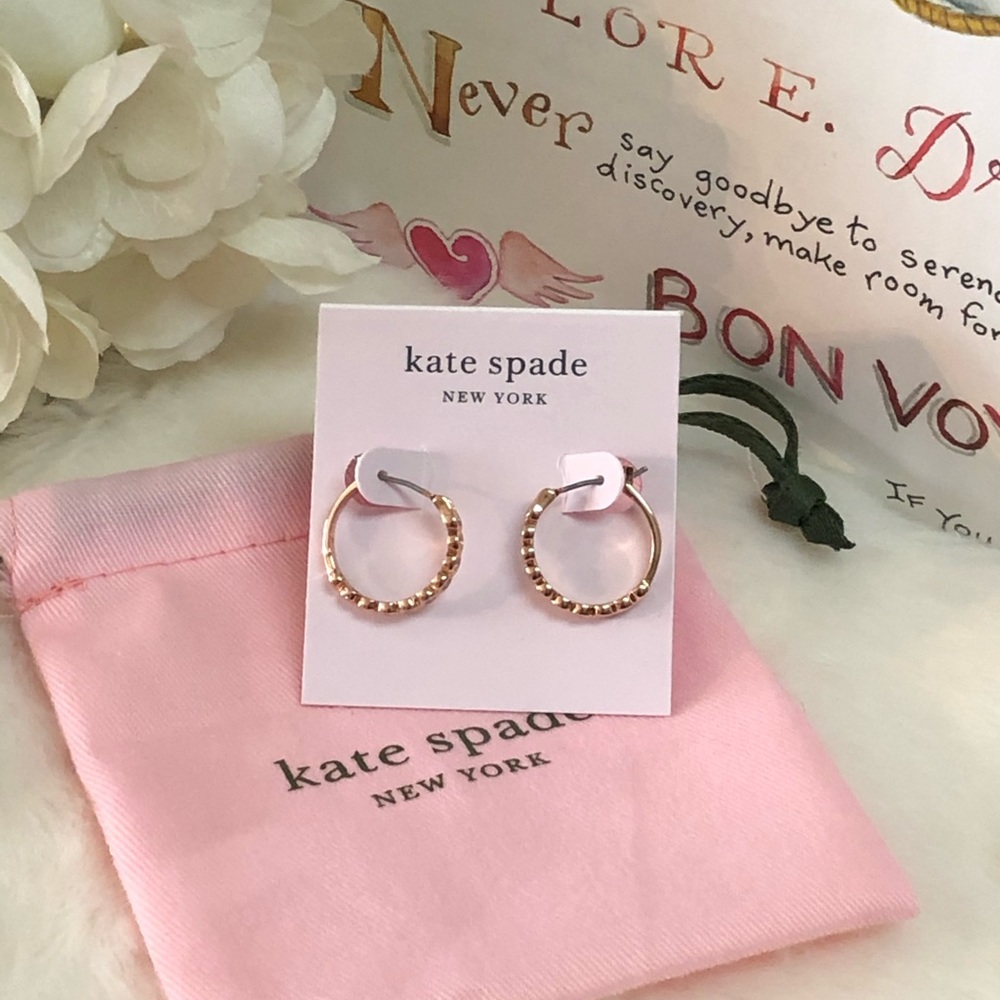 NWT KATE SPADE ♠️ FULL CIRCLE HUGGIES IN ROSE GOLD - Picture 3 of 8